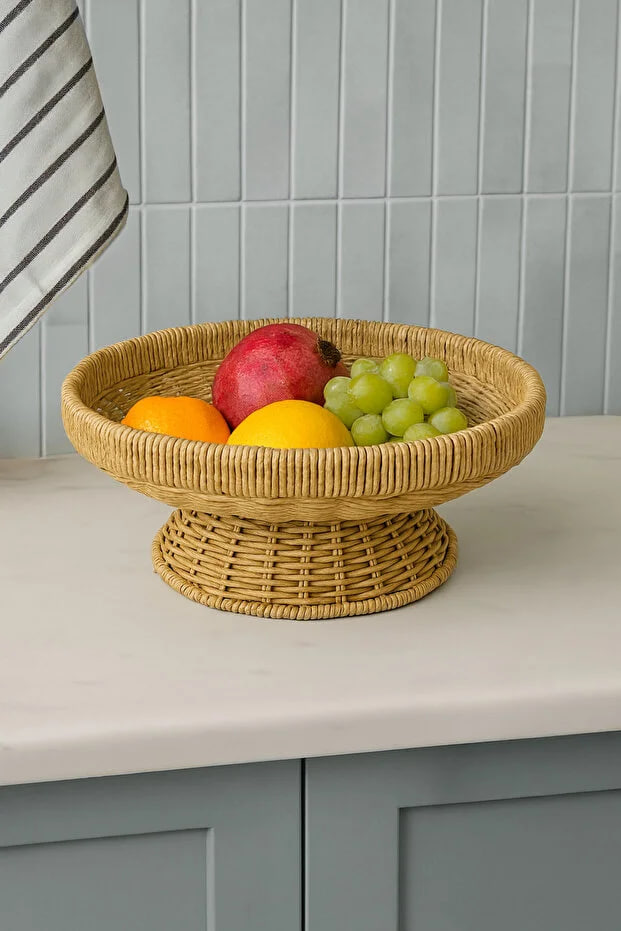 Kitchen Life Rattan Round Wicker Presentation Basket Fruit Basket